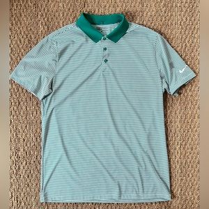 Mens Nike Golf Dri-Fit Standard Fit Polo Shirt Size Large Green Stripe